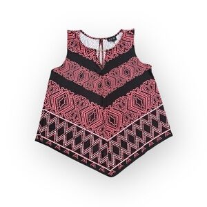 AUW Geometric Tribal Print Sleeveless Tunic Top Size L Boho Festival